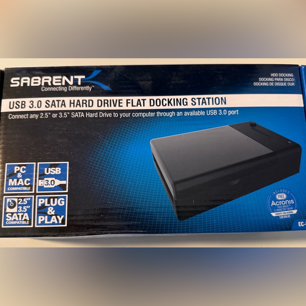 SABRENT USB 3.0 to SATA External Hard Drive Lay-Flat Docking Station